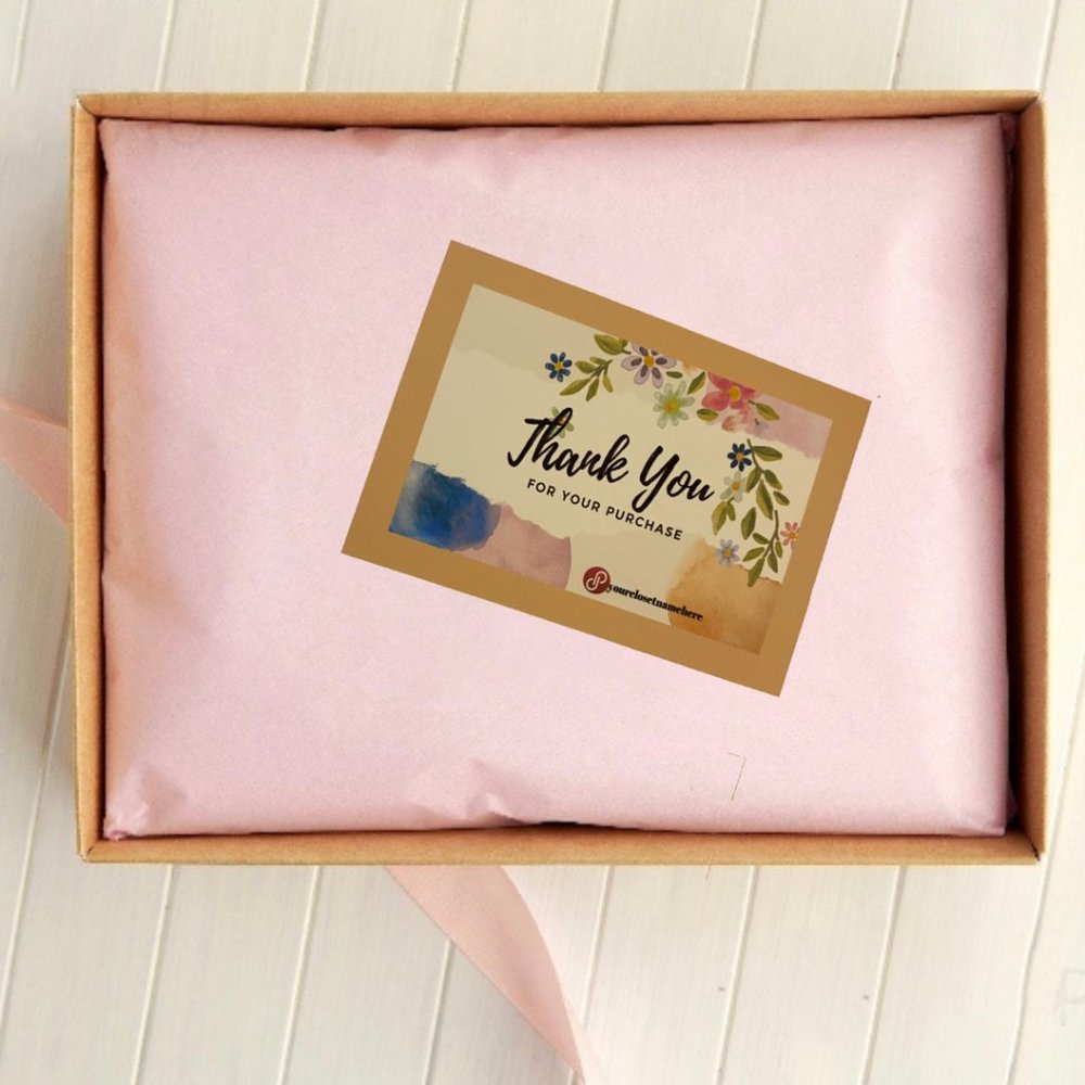 Colored Floral 100 Thank You Customer Card - Picture 3 of 11